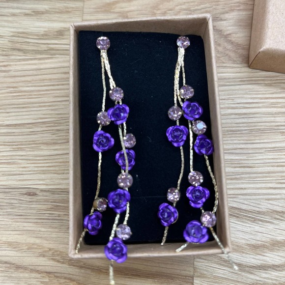 Speak Now Purple Rose Dangle Earrings Statement Eras Tour Swiftie Gift Box NEW - Picture 6 of 6
